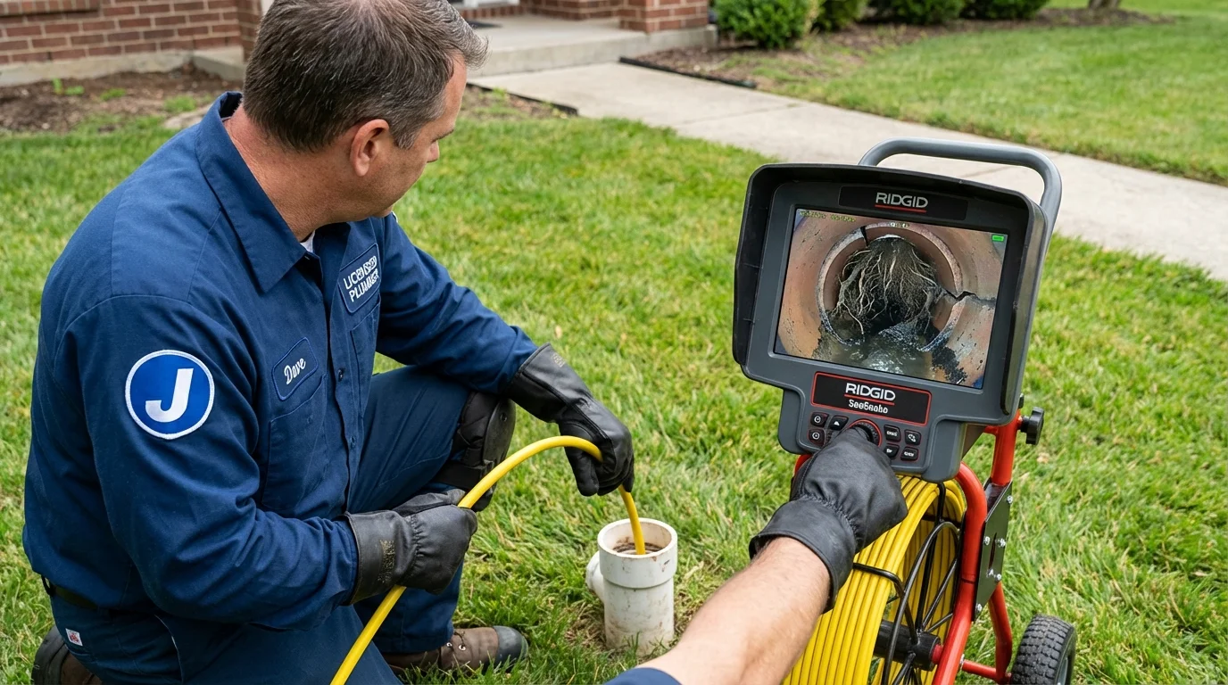 Sewer camera inspection being performed by Johns Plumbing LLC in Belfield